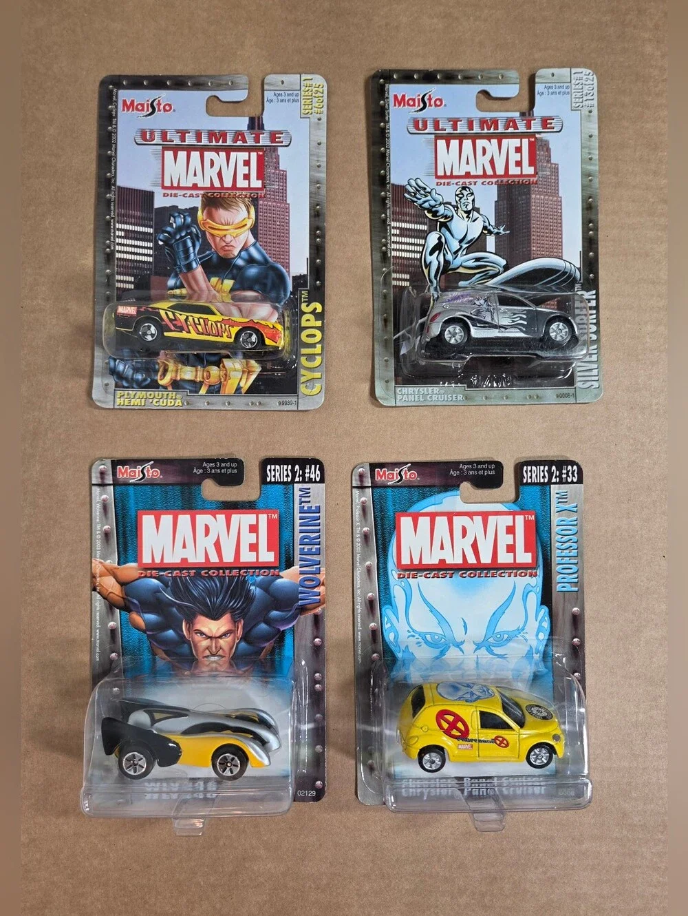 MAISTO X-Men Ultimate Marvel DieCast 2002 Wolverine Cyclops ProfX NEW Lot Of 4